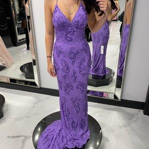 Purple Sequin prom dress worn once, fits sizes 0-2
